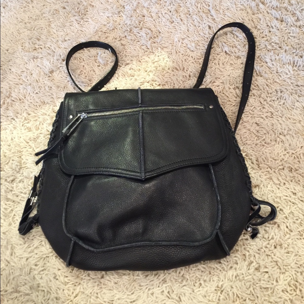 Sanctuary black leather backpack